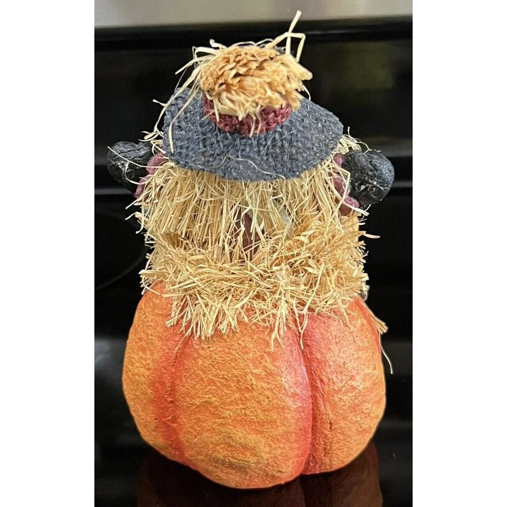 Scarecrow Pumpkin Figurine Eerie Alley Fall Halloween Thanksgiving Decor 6.5